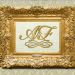 Vintage style monogram in the antique golden frame